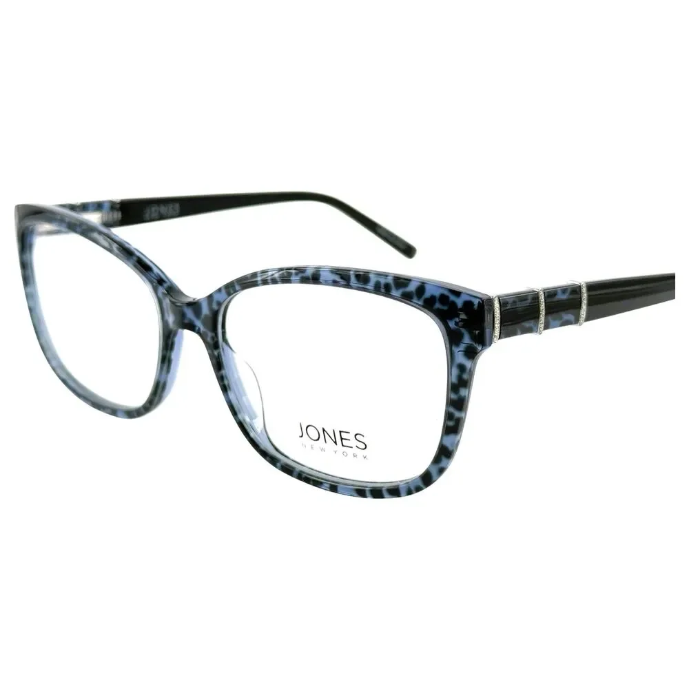 Jones New York J779 Womens Plastic Eyeglass Frame Blue Leopard 54-16